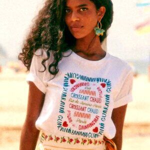 SÉZANE X FARM RIO Croissant Chaud T-Shirt Size Small